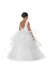 Beaded White Lace Tulle V Back Ruffled Flower Girl Dress